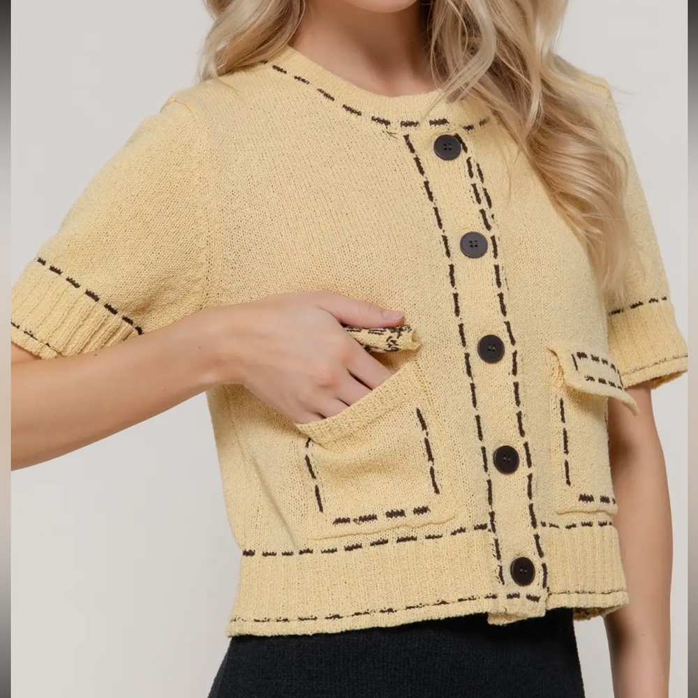 ShopEvelynne Yellow Cardigan with Black Accents